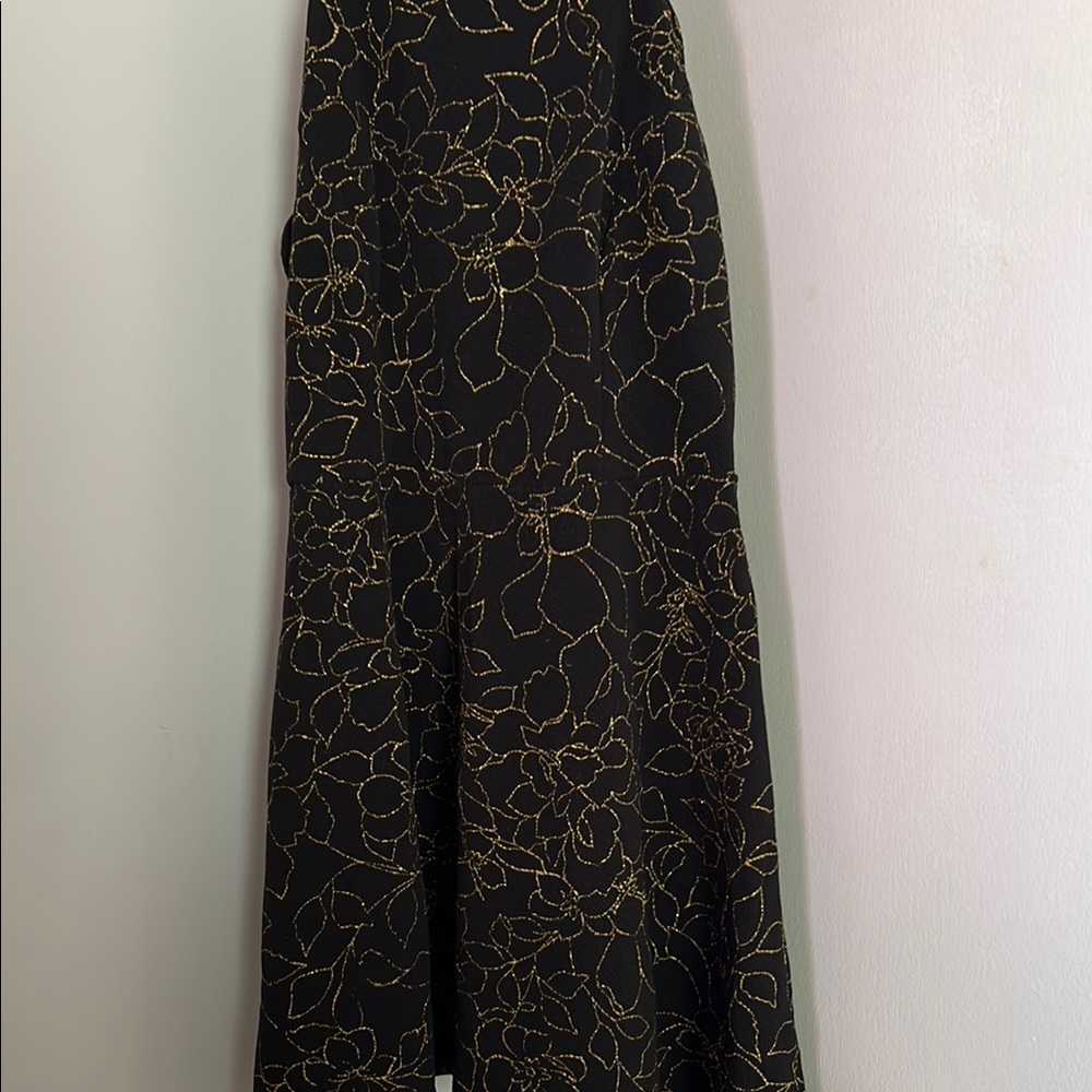 Black and Gold Maxi Trumpet Skirt for Cocktail Events